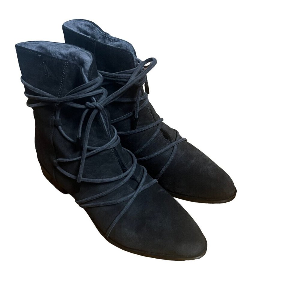 Diane Von Furstenberg Jayena Womens Ankle Boot Size 6M EUC Grey Suede Shearling